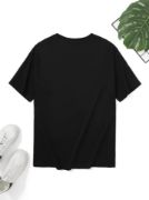 Baskılı Oversize Bisiklet Yaka T-shirt - Siyah resmi